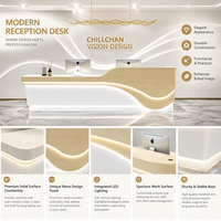 Bureau de réception commercial en bois massif au design minimaliste moderne avec éclairage LED et finition écologique pour bureaux et magasins