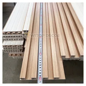 160mm Indoor Wpc Fluted Walls Decorative 160 Wood Grain Laminated Wood Alternatives Wood Veneer Panel