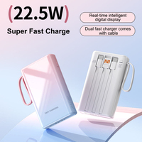Batterie externe portable 10000 mAh en promotion avec charge ultra-rapide 22,5 W, 3 câbles intégrés, design léger et fin