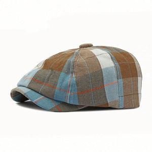Casquette unisexe en gros de Chine, style vintage, mode urbaine, casquette gavroche à carreaux de style britannique pour hommes et femmes - Product Image 2