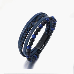 Pulseira de Pedra Natural com Fecho Magnético Trançado em Camadas de Liga de Cobre para Homens em Promoção - Product Image 4