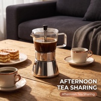 Cafetière Moka en acier inoxydable compatible induction avec pot de cuisson en verre transparent, idéale pour le voyage et le bureau, personnalisable avec logo