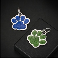 Edelstahl-Öltropfen-Hunde marke mit Glitzer-und Pfoten abdruck design-Laser gravierbarer Haustier-ID-Tag mit Anti-Verlust-Metall zubehör