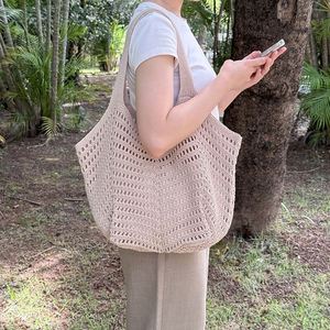 Summer Casual Crochet Shoulder <b>Bag</b> - Large-Capacity Hollow Design <b>for</b> <b>Beach</b> and Vacation - Product Image 3