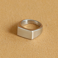 Herren Edelstahl gebürstet matt Finish Gravierbare Ring Rechteck Form für Verlobung feier Jubiläum