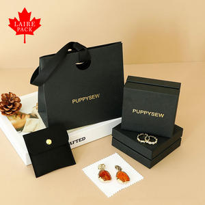 Оптовая продажа, Экологически чистая бумажная картонная коробка с крышкой и основой для ювелирных изделий с индивидуальным логотипом для серьги, колье, подарочная упаковка - Product Image 2