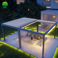 Pergola motorisée à lames orientables en aluminium pliable, étanche, pour extérieur, avec télécommande, design de luxe, facile à installer