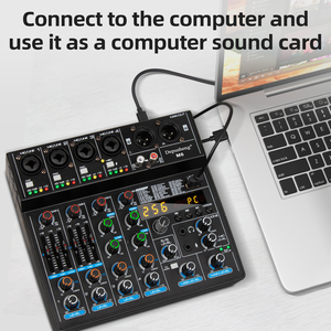 Venta caliente M6 profesional portátil Digital USB <span class=keywords><strong>estudio</strong></span> <span class=keywords><strong>de</strong></span> grabación 6 canales Mini mezclador <span class=keywords><strong>de</strong></span> Audio 6ch <span class=keywords><strong>DJ</strong></span> mezclador USB - Product Image 2