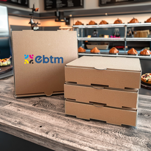 Boîte à pizza isolée en carton ondulé kraft brun noir avec feuille d'aluminium laminée, couleur personnalisée - 7/8/9/12 <span class=keywords><strong>pouces</strong></span> - Product Image 3