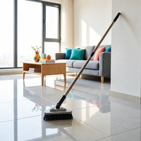 Brosse de nettoyage pour salle de bain, baignoire et interstices au sol, écologique, avec long manche télescopique, serpillière rectangulaire torsadée pour un nettoyage en profondeur