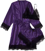 Floral Printed Silk Robe for Women