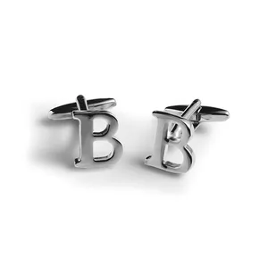 Bouton de manchette en alliage de zinc en métal de logo d'alphabet de lettre personnalisée de conception spéciale de haute qualité de mode