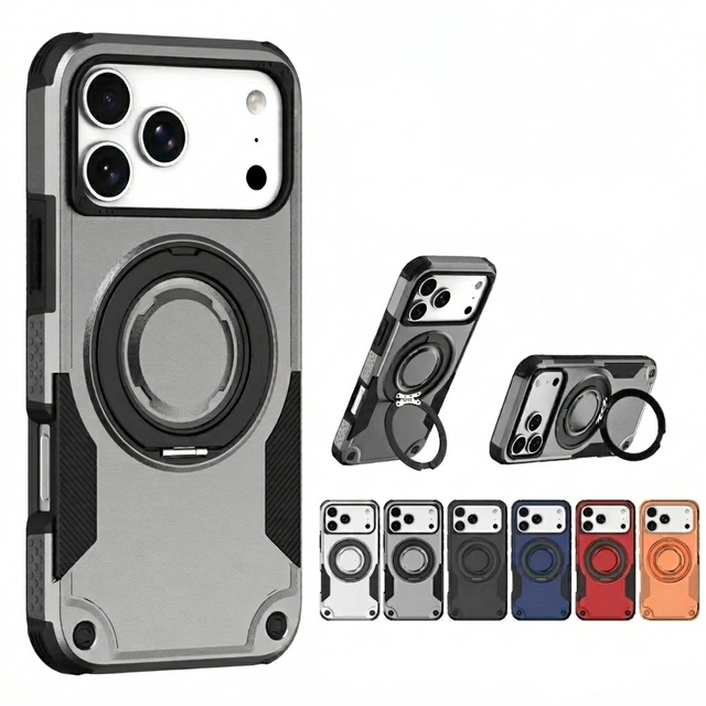Luxury Wireless Charging Magnetic Phone Case Custom logo for iPhone 18 16 17E 15 14 Plus Pro Max With 360 Ring Holder