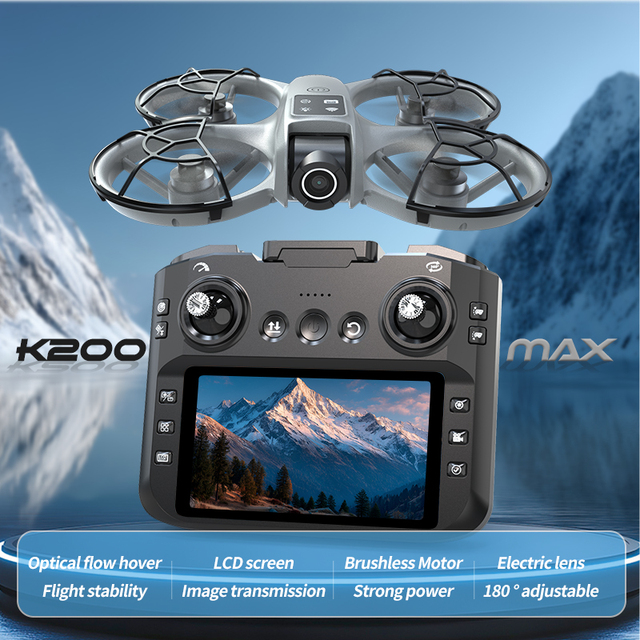 K200 MAX 4K HD Camera Drone LCD Screen Remote FPV Transmission Light Optical Flow Hover Light Weight Toy Quadcopter Drone