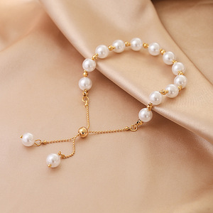 Factory Wholesale Baroque Shape Natural Color Irregular Women Gold Plated <b>Beaded</b> <b>Bracelets</b> Trendy Freshwater Pearl - Product Image 6