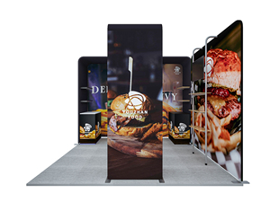 Montaje rápido 10x10 pies Cabina de feria comercial portátil Estante de mercancía incorporado Mesa de exhibición Tela de tensión de aluminio Publicidad - Product Image 3