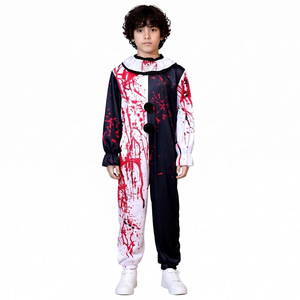 Halloween Kids Clown <b>Costume</b> Set Black White Striped Polka Dot Spooky <b>Cosplay</b> Party Outfit - Product Image 2