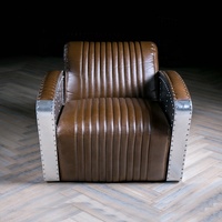 Fauteuil industriel en aluminium pour salon, fauteuil aviateur, canapé individuel