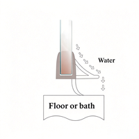 Barre Waterstop coulissante à bande étanche pour porte de douche en verre