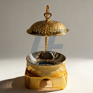 Peralatan Katering Restoran Stainless Steel 8 Liter Set Chafing Dish Gantung Mewah Warna Emas Pemanas Alkohol Penghangat Makanan - Product Image 3