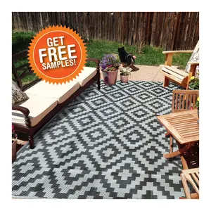 Custom Recycled Caravan Mat Portable Large Floor Patios RV Mat Plastic Straw Rugs Waterproof Outdoor Rugs