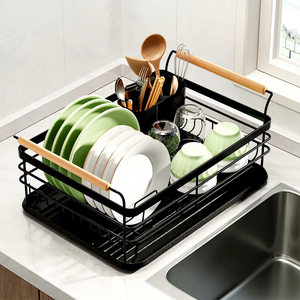 Égouttoir à bols et baguettes multifonctionnel en métal, design moderne et simple, pour rangement de bols et assiettes, organisateur de comptoir et d'évier - Product Image 2