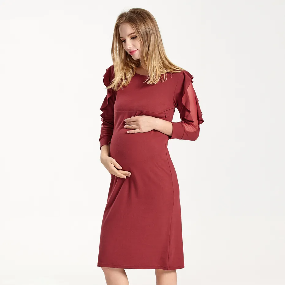 Vestidos de lactancia materna con encaje, vestido de maternidad con estampado Floral de manga larga para embarazo, gran oferta 2020