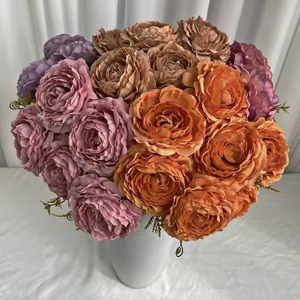 Gran oferta, decoración para exteriores e interiores, flores artificiales al por mayor baratas, flores artificiales de peonía de 7 cabezas - Product Image 1