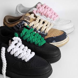 Lacets de chaussures torsadés en coton personnalisés 100 120 140 160 180 cm Lacets de chaussures torsadés pour chaussures Sb dunk - Product Image 2