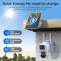 6MP 15X Three Lens Panoramic PTZ Camera Solar Battery Powered PIR WiFi Two-Way Audio Night Vision CMOS Outdoor IP Home Security