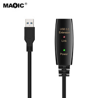 Grosir kabel ekstensi aktif USB3.0 kecepatan tinggi kabel pria ke Wanita dengan penguat sinyal kabel USB3.0 untuk pemindai