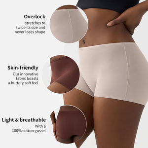 SK1218 Calzones Tipo Boyshort de Cintura Media Ultraelásticos para <span class=keywords><strong>Mujer</strong></span>, Ropa Interior Suave y Transpirable - Product Image 2