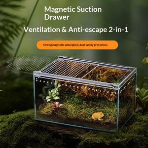 Terrario de Acrílico Transparente de Alta Definición para Mascotas, Rectangular, de Ensamblaje Libre, con Comedero Integrado para Reptiles y Cangrejos Ermitaños - Product Image 3