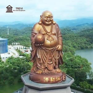 Estatua de Buda Sonriente de Bronce Fundido Grande TREVI |   Escultura de <span class=keywords><strong>Maitreya</strong></span> Sentado sobre un Trono de Loto para Jardín y Templo - Product Image 4