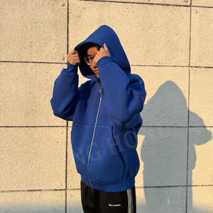 Sweats à capuche personnalisés de couleur unie à double fermeture éclair avec poche kangourou pour hommes - Product Image 5