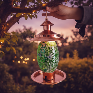 Comedero para Pájaros Colgante de Mosaico de <span class=keywords><strong>Vidrio</strong></span> Hecho a Mano, Estilo Rústico Moderno, para Decoración de Jardín Exterior - Product Image 3