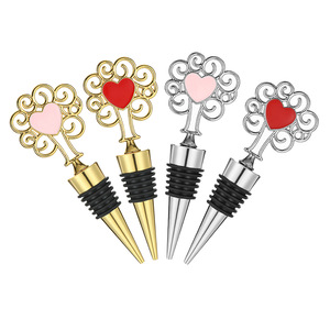 Bouchons de bouteille de vin en forme de cœur, en alliage de zinc, or, rouge, argent, rose, pour la conservation du vin, cadeau de fête - Product Image 2