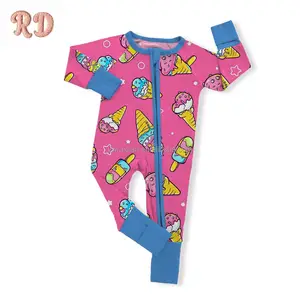 0-3m Infant Romper Little Baby Unisex Clothing Zipper Open Long Sleeve Jumpsuit Footed Romper Toddler Printed One Piece Romper
