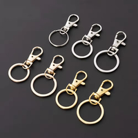 Lot de fermoirs mousquetons en alliage de zinc pour porte-clés, avec anneau fendu et clip pivotant à déclenchement, 30*65mm, Or, Argent, Or rose, Noir, pour artisanat DIY