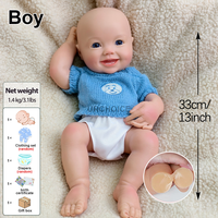 13 "weiche flexible Silikon-Baby puppe Lebensechter offener Mund mit lächelndem Gesicht Modische Jungen puppe für Kinder geschenke