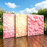 Backdrop Aluminium 8*8ft Laris Manis, Cetak Sublimasi CMYK, Tema Hari Valentine, Stand Kain untuk Photo Booth