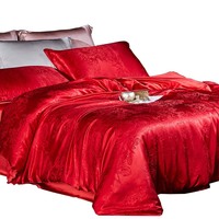 Parure de lit de luxe en soie de mûrier 100% jacquard satiné tissé, rafraîchissante, pour hôtel, sur mesure