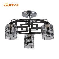 Plafonnier suspendu en verre et cristal de luxe E27 pour décoration d'intérieur moderne au design unique