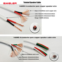 Câble de haut-parleur audio 12/14/16/18 Awg 100m 328 pieds ignifuge diffusion Ofc cuivre 2/4 cœurs paire torsadée câble de haut-parleur bobine de fil
