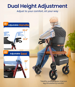 Déambulateurs pour personnes âgées, déambulateur Z21 avec siège, capacité de 350 lb, grandes roues de 8 pouces pour tous les terrains, siège ergonomique en arc - Product Image 4