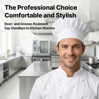Chapeau de chef en forme de champignon, casquette de cuisine et de restauration, réglable, élastique, respirant, en polyester plissé, pour hôtel