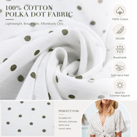 Marchandise en Stock Tissu Crêpe Imprimé Pour Robes de Femmes Tissu Crêpe Imprimé à Pois 100% Coton pour Robe Jupe Printemps Eté