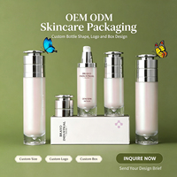 Ensemble cosmétique avec bouchon doré en PETG |   Flacons pompe sans air blancs et pots à crème 120ml/150ml avec bouchon à vis, logo personnalisé, protection UV, OEM/ODM pour soins de la peau