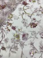Tissu en dentelle à sequins bleu marine brodé de fleurs, maille pour robe de soirée, plusieurs couleurs, grand stock, expédition rapide