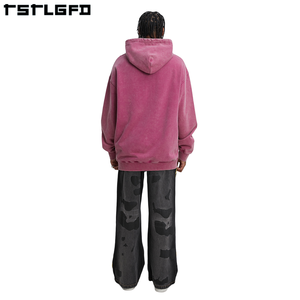 Sweat à capuche brodé en coton biologique surdimensionné pour hommes, poids lourd d'hiver 500 g/m² - Product Image 5